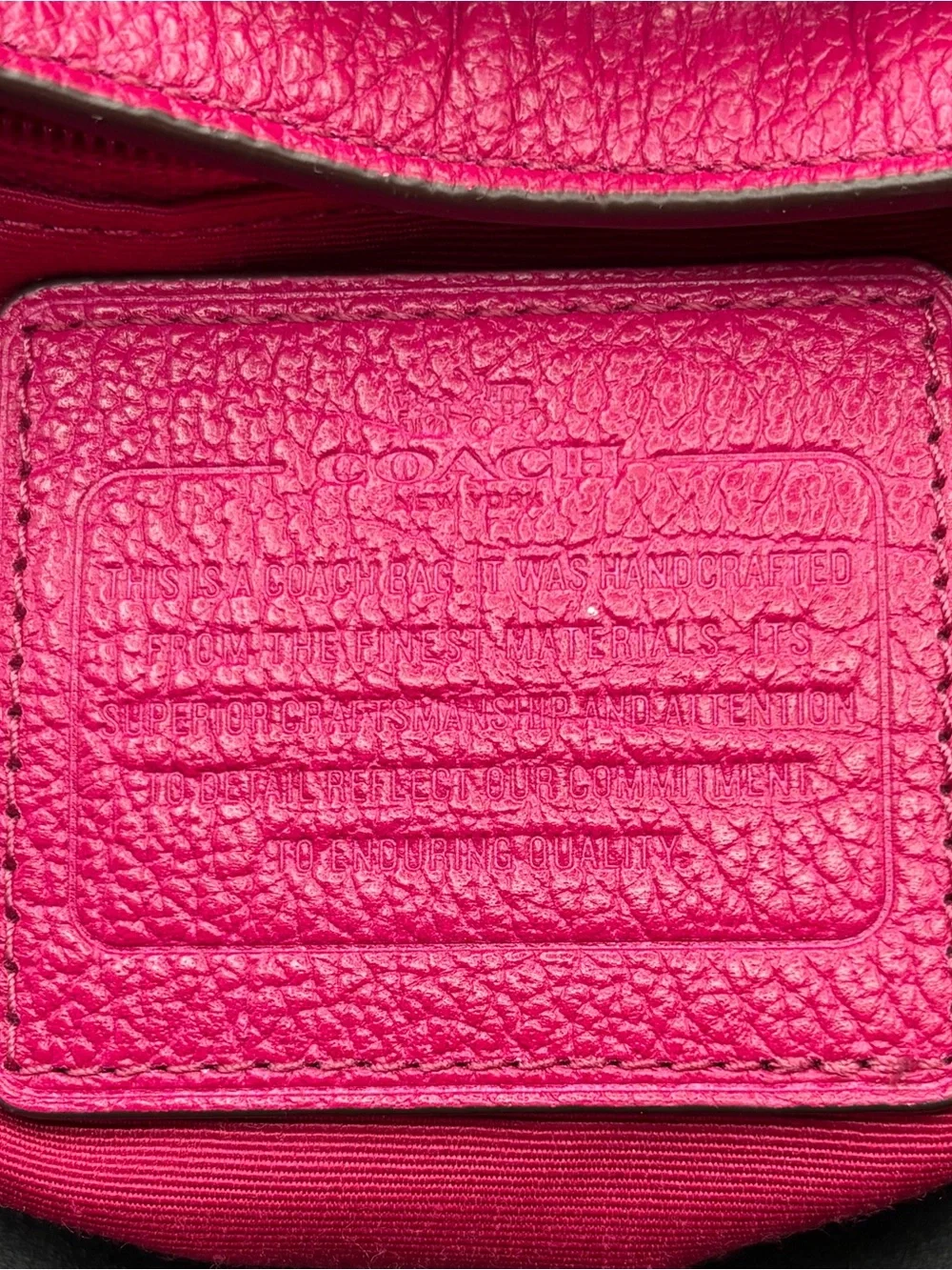 Coach Mickie Fuchsia Pebbled Leather Drawstring Crossbody Bag